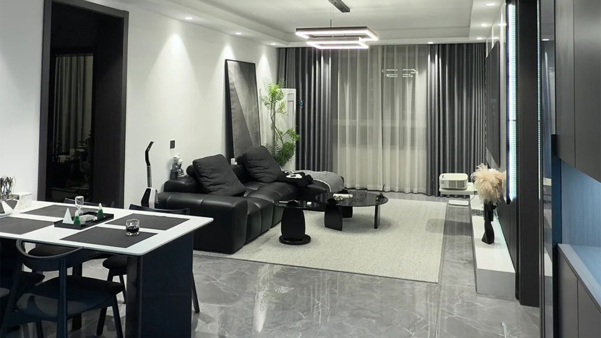 簡約風(fēng)115平：開放式黑白灰家